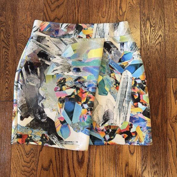 Jaded London Crystal Cyberwave Asymmetrical Skirt Womens M Stretch Abstract UK - Picture 5 of 16